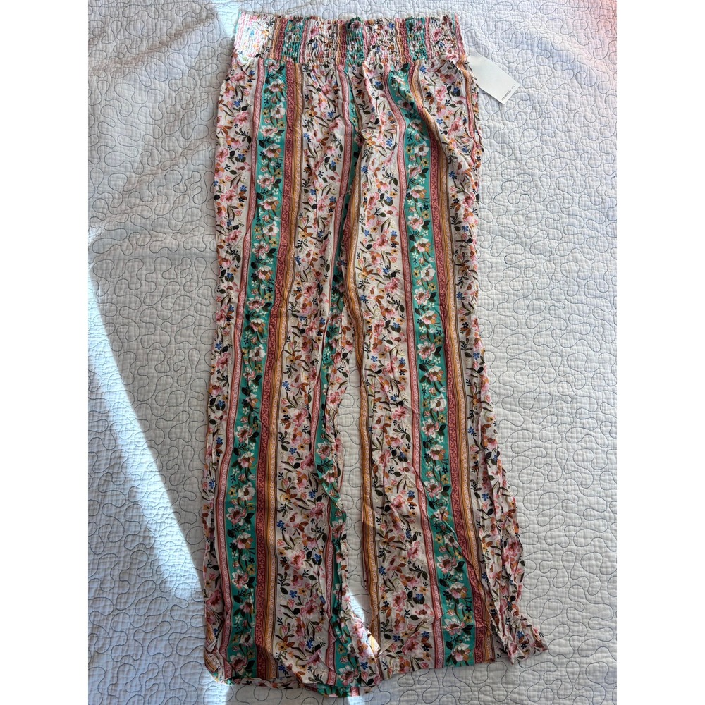 O'Neill Jonie Cora Floral Wide Leg Smocked Waist Pants Womens Size XL